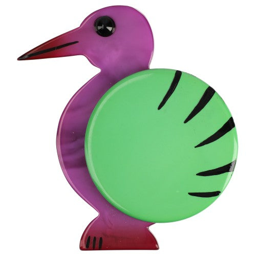 Purple and Green Art Deco Bird Brooch