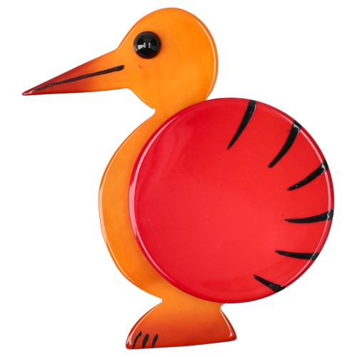 Orange and Red Art Deco Bird Brooch