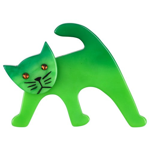 Anise Green Ouistiti Cat Brooch 