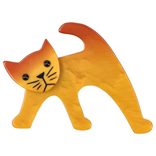 Ocher Yellow Ouistiti Cat Brooch 