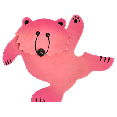 Candy Pink Dancing Bear Brooch