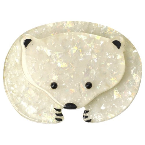 Iridescent White Polar Bear Brooch