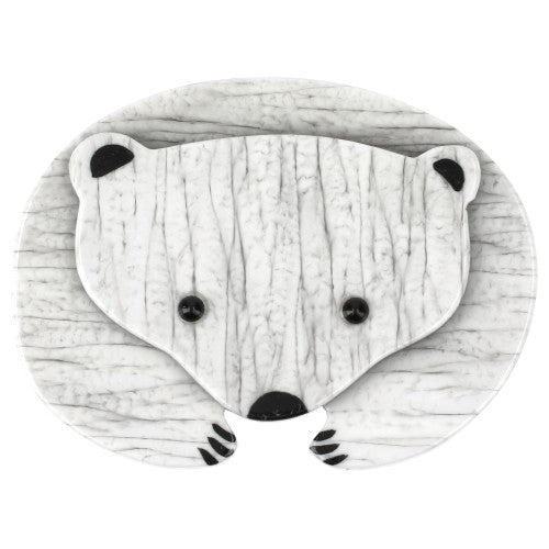 White Polar Bear Brooch with a gray thread