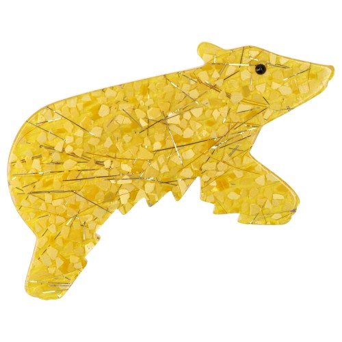 Sun Yellow Mosaic Canada Bear Brooch