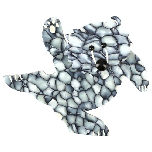 Marbled Grey Dancing Bear Brooch (with White)