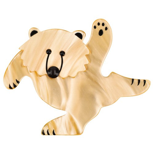 Pearly Yellow Dancing Bear Brooch