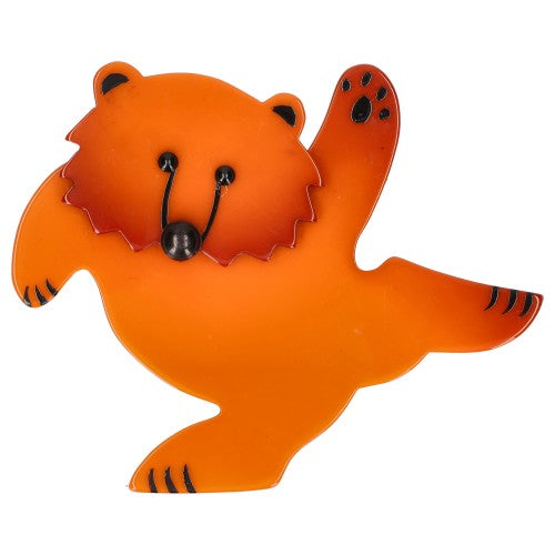 Mango orange Dancing Bear Brooch