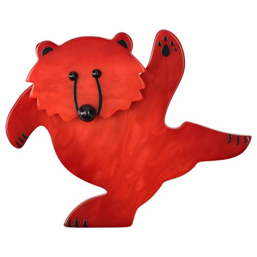 Red Dancing Bear Brooch