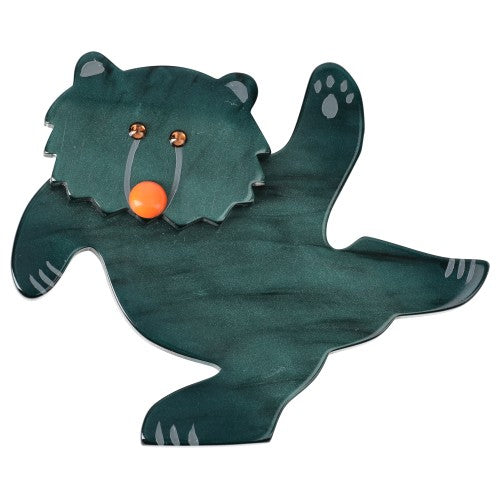 Pine green Dancing Bear Brooch