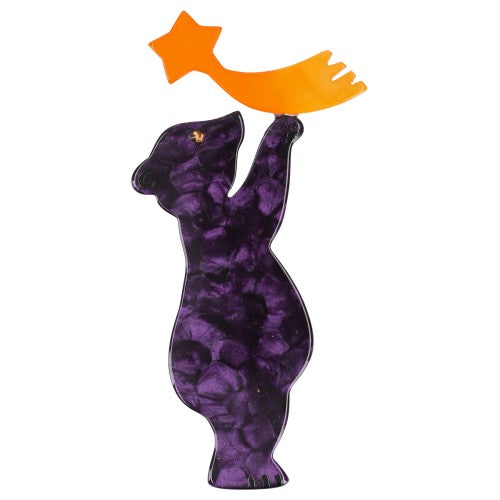 Purple and Orange Star Bear Brooch