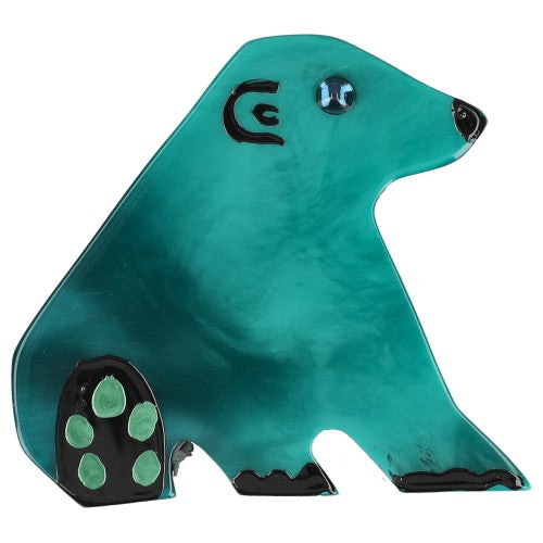 Persian Green Sitting Boubou Bear Brooch 