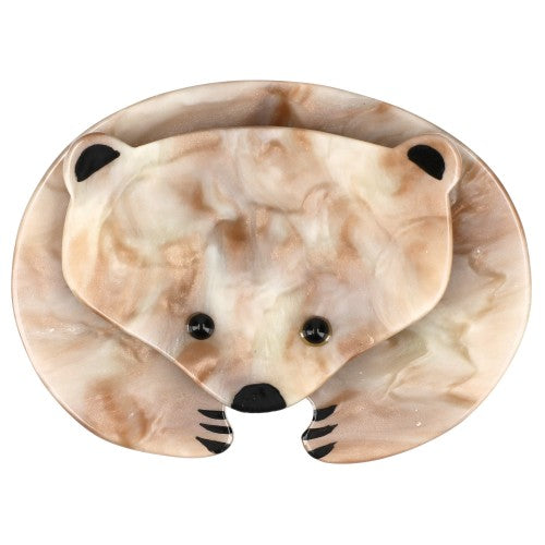 Pearly Beige Polar Bear Brooch 