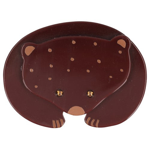 Chocolate Brown with Dots Polar Bear Brooch 