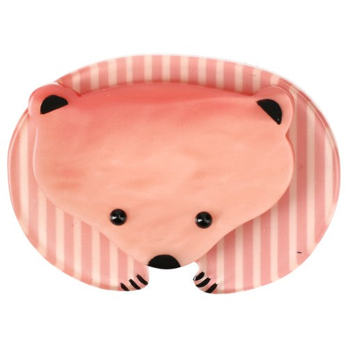 Striped Pink Polar Bear Brooch