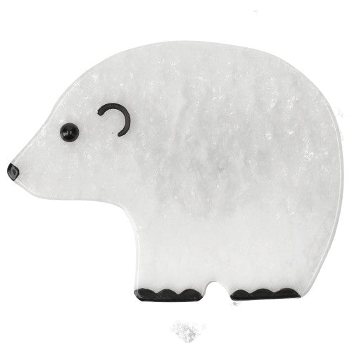 Iridescent White Round Bear Brooch (Mini Brooch)