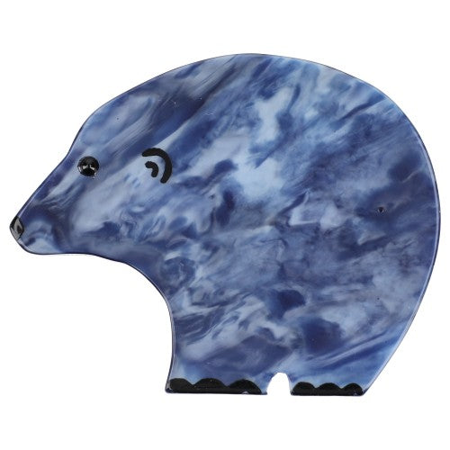 Mixed Blues Round Bear Brooch (middle size)