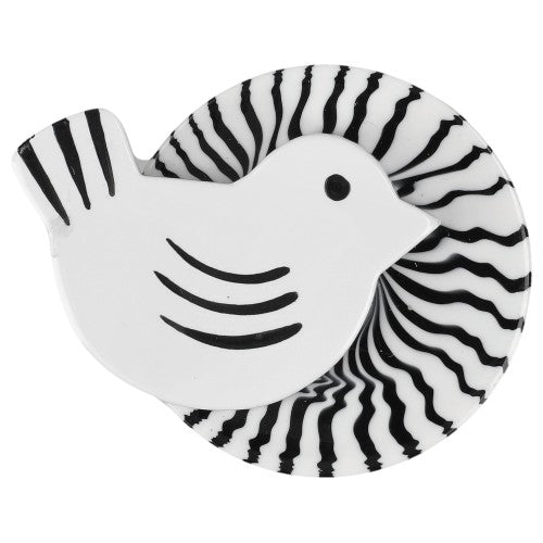 White and Black Sun Bird Brooch (Mini Brooch) 