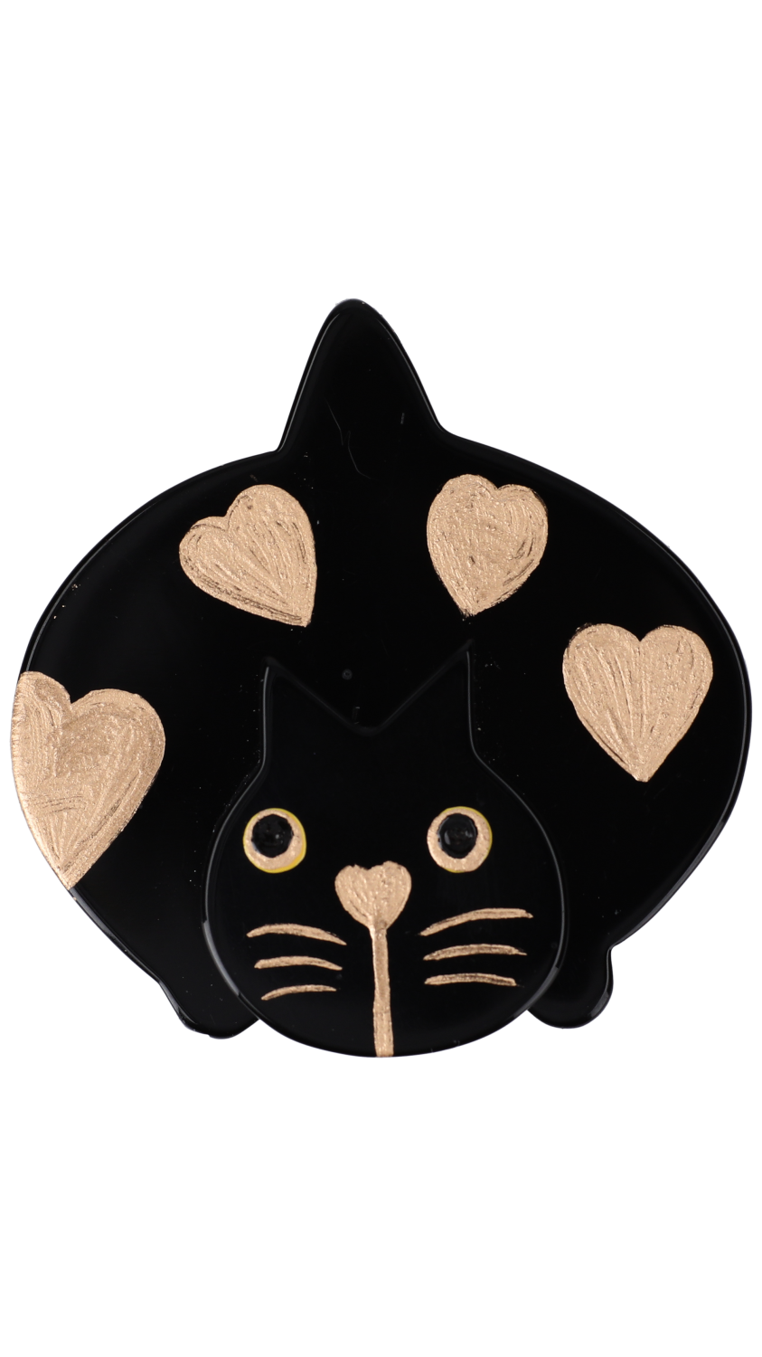 Black with gold Hearts Lurking Cat Decor Brooch (small size) 