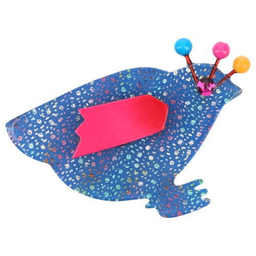 Blue and Multicolored dots Hen Brooch