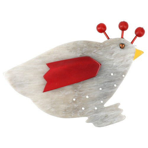 Hairy and Red Hen Brooch