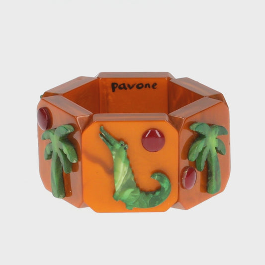 Orange and Green with a Burgundy Red Sun Safari Bracelet 
