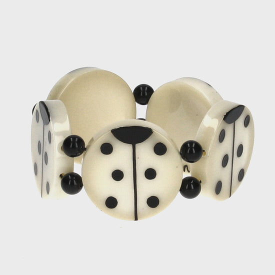 White and Black Ladybug  Head Bracelet 