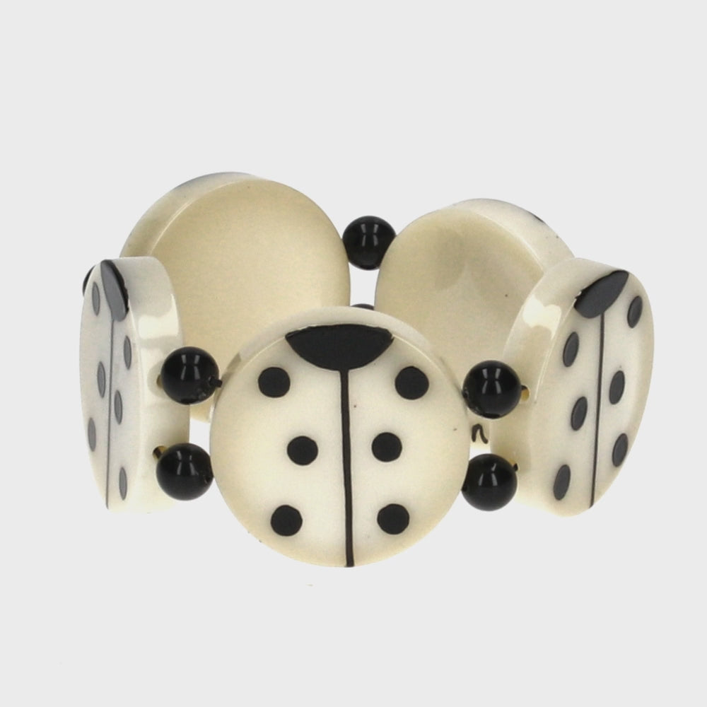 White and Black Ladybug  Head Bracelet 