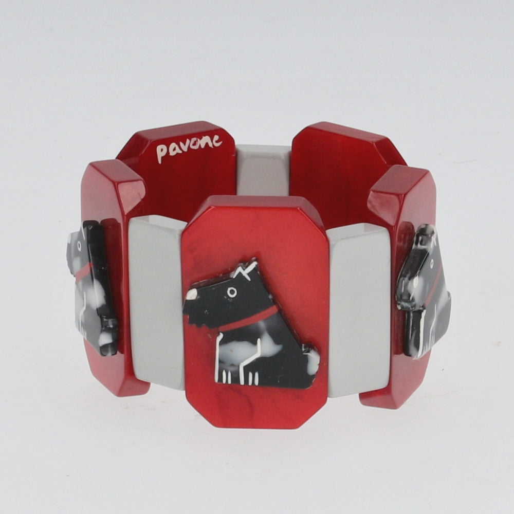 Red and Light Grey with grey and Black Ric Dog Bracelet 