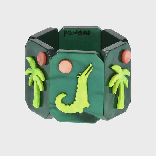 Malachite Green with Anise Green and Pink Sun Safari Bracelet 
