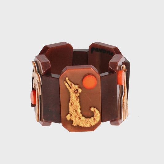 Caramel and Ginger Brown with Yellow and Orange Safari Bracelet 