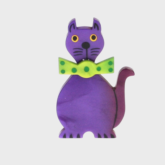 Purple and Green Dandy Cat Brooch