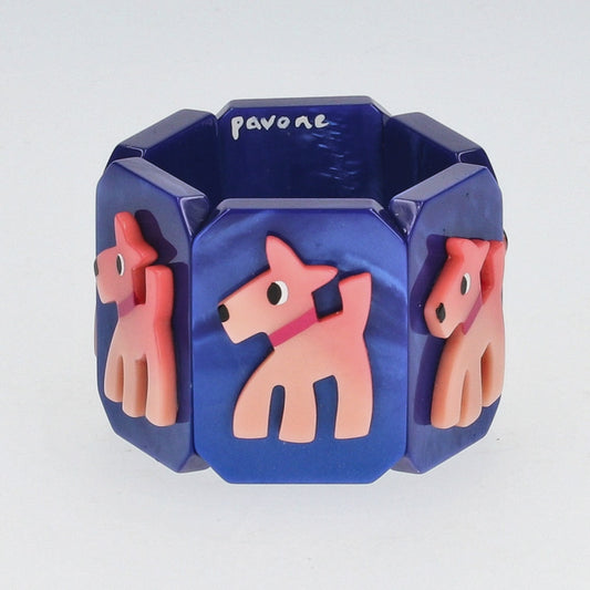 Cobalt Blue with Smoothie Pink  Fox Terrier Bracelet