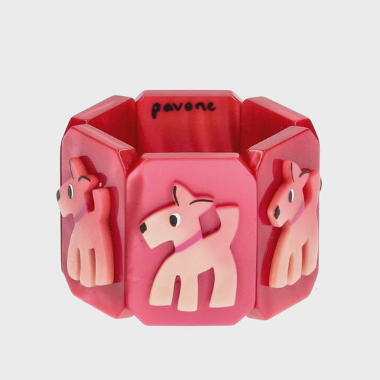 Fuchsia Pink with Light Pink Fox Dog Bracelet 