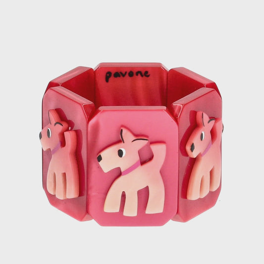 Fuchsia Pink with Light Pink Fox Dog Bracelet 