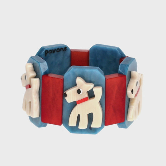 French Blue and Red with Ivory White Fox Terrier Bracelet