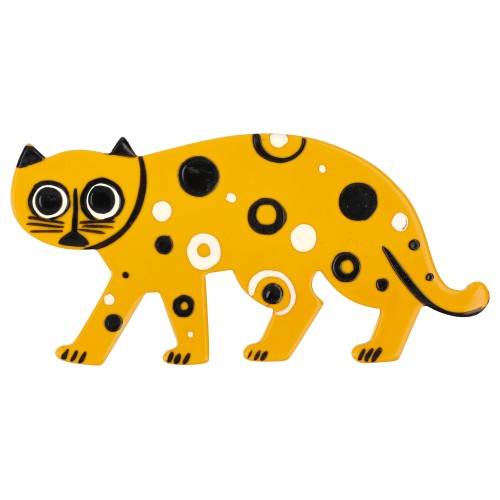 Yellow with Dots Raspoutine Cat Brooch (small size)