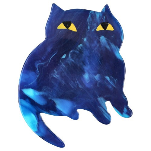 Flamed blue Dreamy Cat Brooch