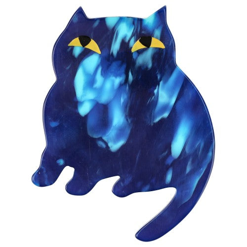 Flamed blue Dreamy Cat Brooch