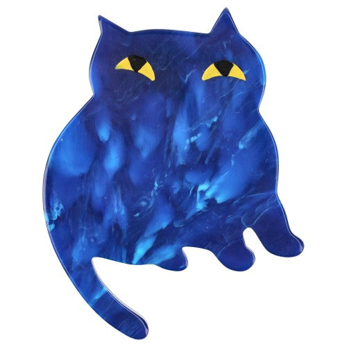 Flamed blue Dreamy Cat Brooch