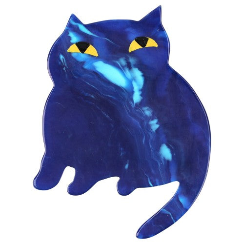 Flamed blue Dreamy Cat Brooch 