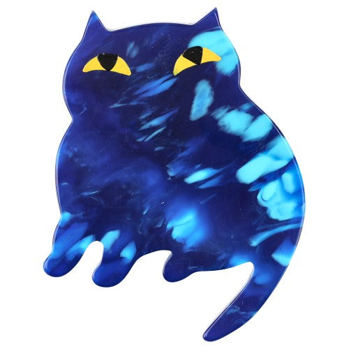 Flamed blue Dreamy Cat Brooch