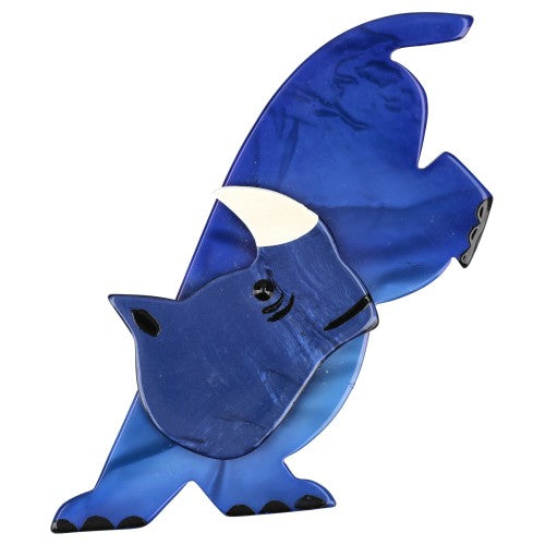 Whale Blue Ringo Rhino Brooch 