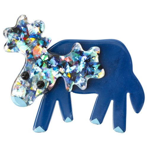 Navy Blue and Brillant Blue Reindeer Brooch