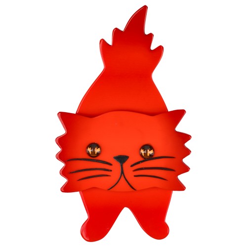 Scarlet Red Roc Cat Brooch