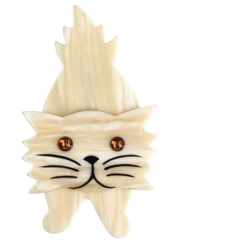 White Ivory Roc Cat Brooch