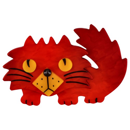 Red and Yellow Rocky Cat Brooch