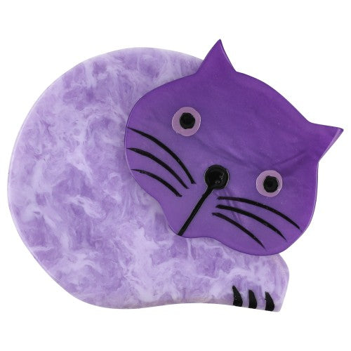 Purple and Lilac Roudoudou Cat Brooch (small size) 