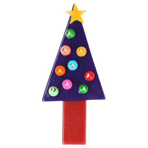 Purple Triangle Christmas Tree Brooch With Star