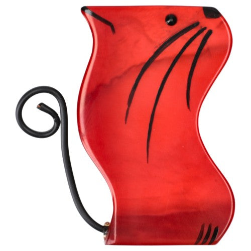 Red Wavy Scoubidou Cat  Brooch (Right)