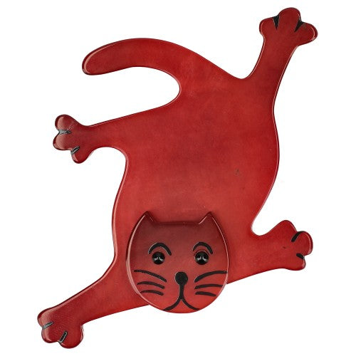 Red Flat Serpolet Cat Brooch